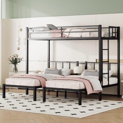 Twin Bunk Beds with Guardrails, Heavy Duty Triple Bunk for Kids