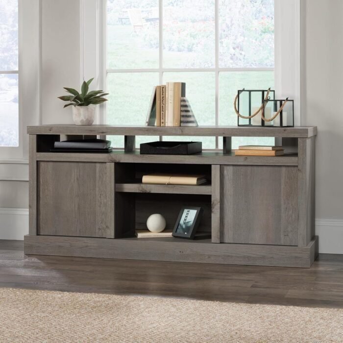 Bridge Credenza, L 59.76" x W: 16.54" x H: 26.89", Mystic Oak Finish