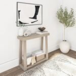 Plank+Beam Solid Wood Console Table with Storage, 36 Inch, Sofa Table with Shelf