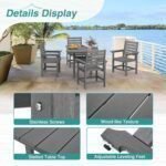 Table and Chairs Set 5 Pieces, HDPE Weather Resistant Outdoor Dining Set with 1.95" Umbrell Hole