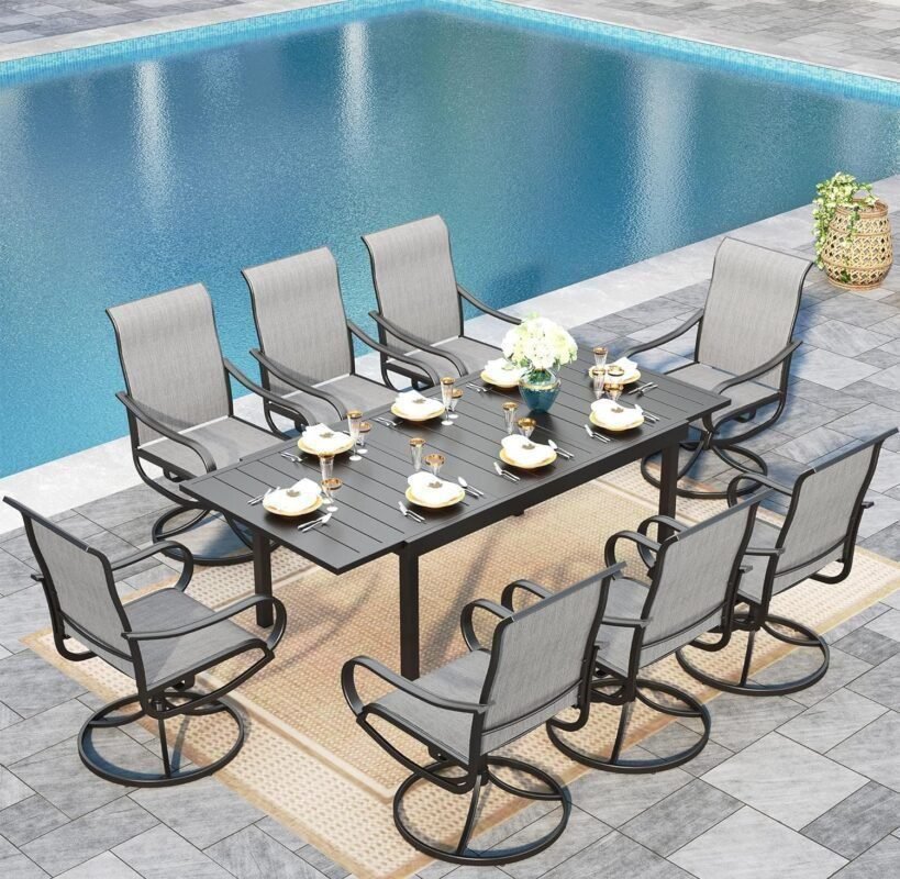 Dining set Patio Dining sets Patio Table and Chairs set 9 Pieces Outdoor Dining Table for 8 with Swivel