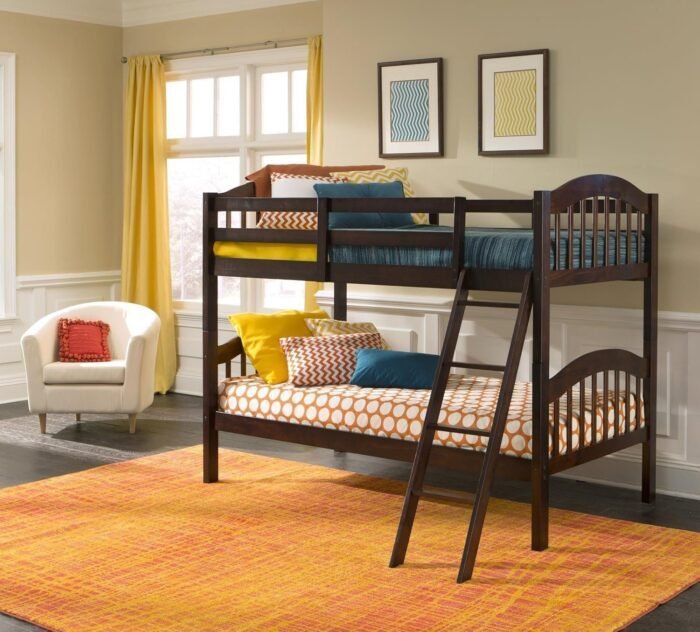 Twin-Over-Twin Bunk Bed (Espresso) - GREENGUARD Gold Certified, Converts to 2 Individual Twin Beds