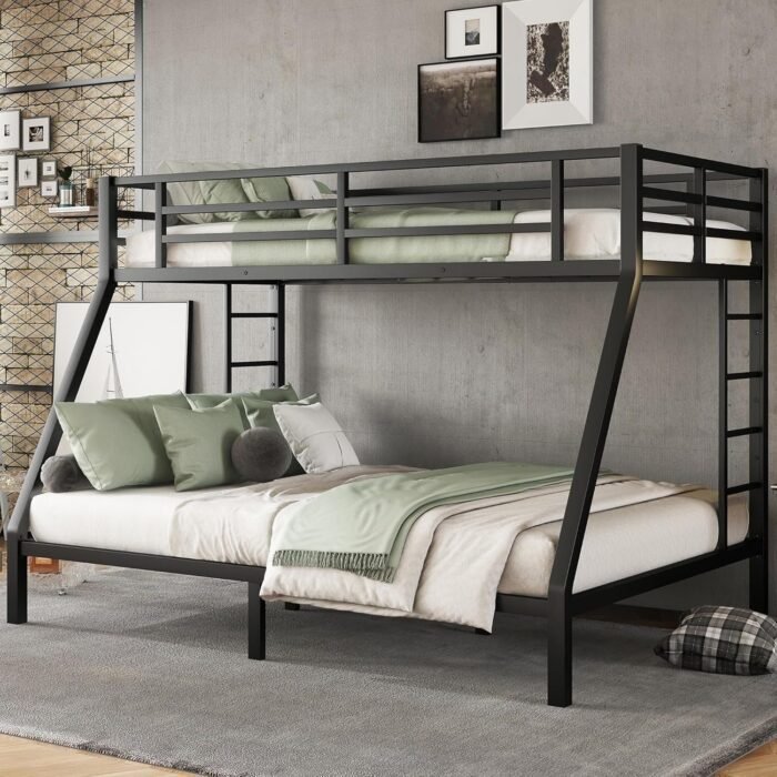 Queen Bunk Beds with Ladder and Full Length Guardrail, Heavy Duty Bunk Beds/Twin XL over Queen Bunk Bed for Adults