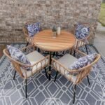 5 Pieces Outdoor Patio Dining Table Chair Set,Wicker Patio Dining Set,Outdoor Rattan Dining Table Set for Patio