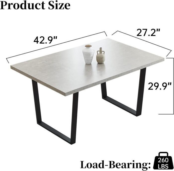 Dining Table, Space-Saving Rectangular Design, Thickened MDF Sturdy Structure