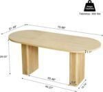 70.8 Inch Kitchen Dining Table for 6-8 People, Oval Kitchen Table with Wood Strip Base