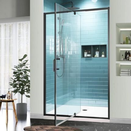 Piovt Swing Glass Shower Door,Pivot Semi-Frameless Sliding Shower Door Clear SGCC Tempered Glass