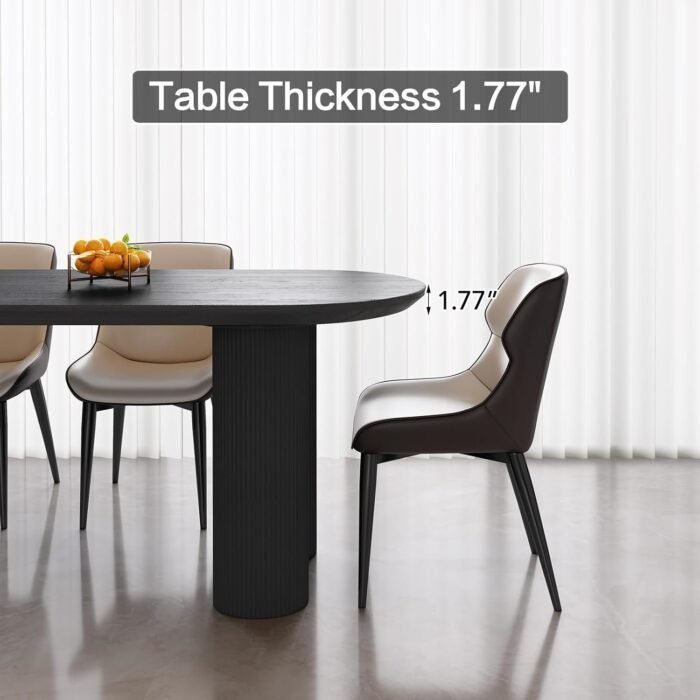 55" Oval Black Dining Table Set for 4, 4 Seat Chairs Dining Room Table Sets, Comfy Black Backrest Dining Chairs