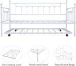 Twin Size Metal Frame Daybed with Pullout Trundle,Heavy Duty Steel Slat Support Sofa Bed for Guest