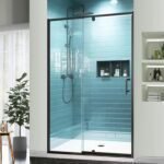 Piovt Swing Glass Shower Door,Pivot Semi-Frameless Sliding Shower Door Clear SGCC Tempered Glass