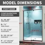 Piovt Swing Glass Shower Door,Pivot Semi-Frameless Sliding Shower Door Clear SGCC Tempered Glass