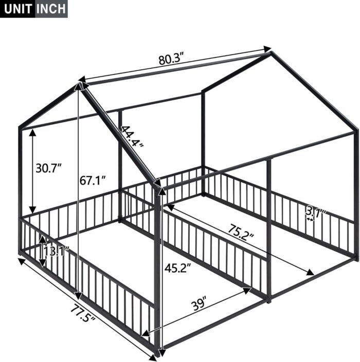 Double Floor Bed for Twins,Twin Size House Bed for 2 Kids,Two Shared Beds,Twin House Platform Beds