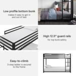 Metal Bunk Bed Frame for Kids, With Built-in Ladder, High Guardrail and Metal Slats, Floor Bed Bottom Bunk