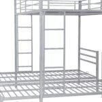 Metal Triple Bunk Bed, Full Over Twin & Twin Size Bunk Bed with Built-in Shelf and Ladder