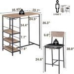 3-Piece Bar Table Set for 2 with 3 Storage Shelves & Glass Holder, Kitchen Bar Height Table and Chairs