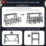 Multipurpose Set with 3 Upholstered Stools, Easy to Assemble, Table Weight Capacity 350 LBS