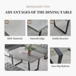 Dining Table, Space-Saving Rectangular Design, Thickened MDF Sturdy Structure