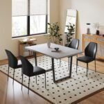 Dining Table, Space-Saving Rectangular Design, Thickened MDF Sturdy Structure