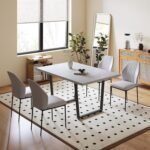 Dining Table, Space-Saving Rectangular Design, Thickened MDF Sturdy Structure