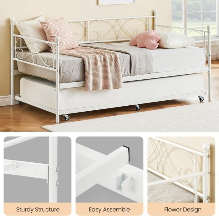 Twin Day Bed with Trundle Bed Twin, Metal Daybed with Trundle, Daybed with Trundle Bed Frame