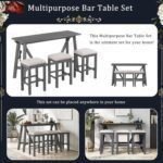 Multipurpose Set with 3 Upholstered Stools, Easy to Assemble, Table Weight Capacity 350 LBS