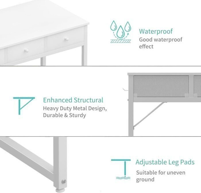 Makeup Vanity Desk with Mirror and Lights, 40 inch Make Up Vanity Desks with Fabric Drawers