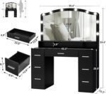 43.3" Vanity Desk with Large Lighted Mirror, Makeup Vanity Table with 7 Drawers & 10 Lights Bulbs, 3 Lighting Colors