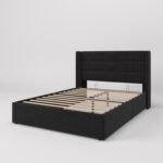 SHA CERLIN Full Size Lift Up Storage Bed/Velvet Upholstered/Modern Wingback Headboard/Upholstered Platform Bed