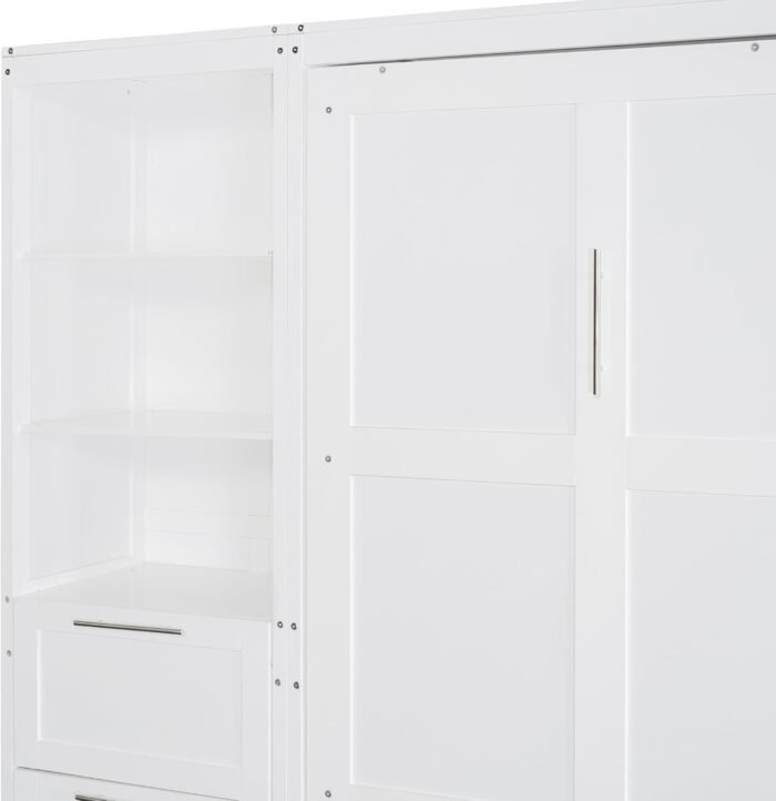 BIADNBZ Murphy Bed Queen Size Folded into Wall Cabinet, 5 Drawers and Storage Shelves