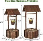 Wooden Wishing Well - Height Adjustable Hanging Bucket, Wishing Well Planter with Reinforced Rod