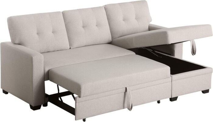 AYOUZ 82" L-Shape Sectional Sofa with Storage Chaise Pull-Out Bed