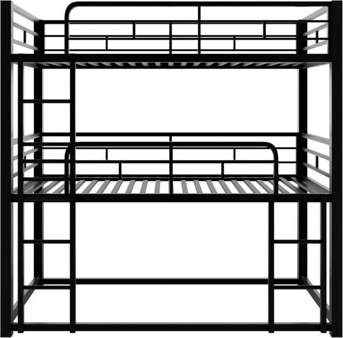 Heavy Duty Triple Bunk Bed Twin Over Twin Over Twin, 3 Bunk Bed with 2 Ladder and Guardrail