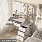 Makeup Vanity Desk with Mirror and Lights,Vanity Table with Power Strip and Lighted Mirror