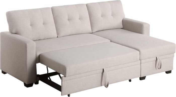 AYOUZ 82" L-Shape Sectional Sofa with Storage Chaise Pull-Out Bed