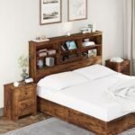 Nightstand Set of 2 with Charging Station, Rustic Bedside Table with Drawers Storage