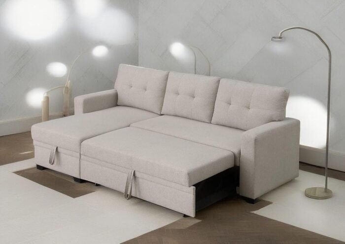 AYOUZ 82" L-Shape Sectional Sofa with Storage Chaise Pull-Out Bed