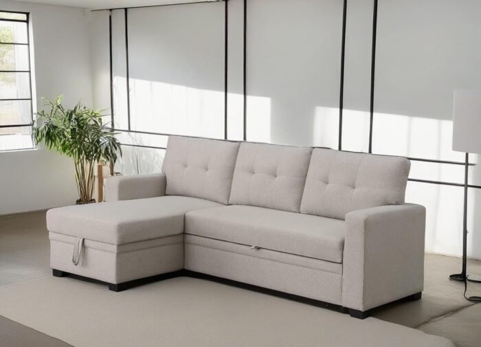 AYOUZ 82" L-Shape Sectional Sofa with Storage Chaise Pull-Out Bed