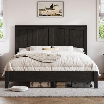 Albott Full Size Wood Bed Frame with Headboard, Platform Bed Frame with Wood Slat Support No Box Spring