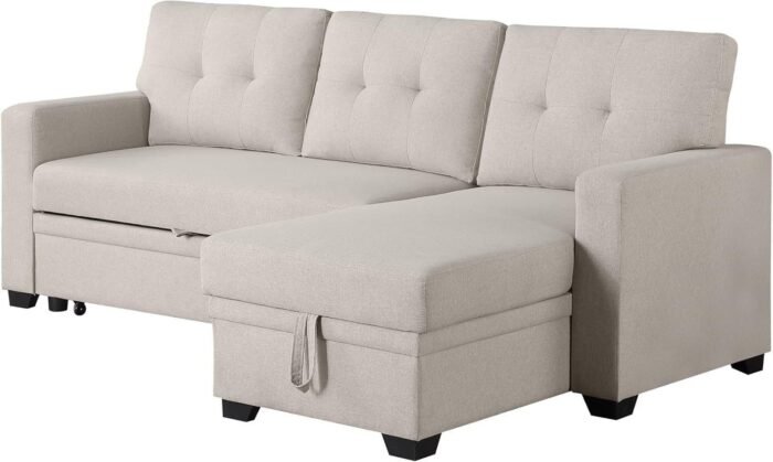 AYOUZ 82" L-Shape Sectional Sofa with Storage Chaise Pull-Out Bed