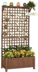 Wood Planter with Trellis Raised Bed with Trellis 36 Inch Extra Widen 72 Inch Height Privacy Screen Planter