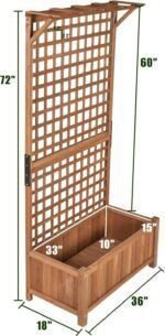 Wood Planter with Trellis Raised Bed with Trellis 36 Inch Extra Widen 72 Inch Height Privacy Screen Planter