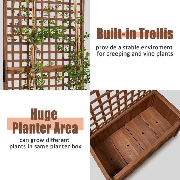 Wood Planter with Trellis Raised Bed with Trellis 36 Inch Extra Widen 72 Inch Height Privacy Screen Planter