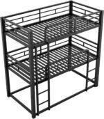 Heavy Duty Triple Bunk Bed Twin Over Twin Over Twin, 3 Bunk Bed with 2 Ladder and Guardrail