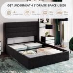 SHA CERLIN Full Size Lift Up Storage Bed/Velvet Upholstered/Modern Wingback Headboard/Upholstered Platform Bed