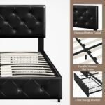 DHP Dakota King Upholstered Bed with Storage Drawers in Black Faux Leather