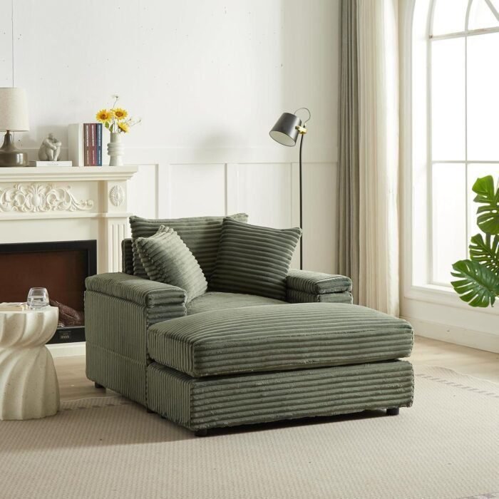 Sleeper Sofa,Comfy Thicked Upholstered Padded Chaise Longue with Ottoman, Reclining Chair