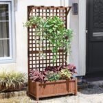 Wood Planter with Trellis Raised Bed with Trellis 36 Inch Extra Widen 72 Inch Height Privacy Screen Planter