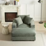 Sleeper Sofa,Comfy Thicked Upholstered Padded Chaise Longue with Ottoman, Reclining Chair