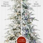 Lighted Aspen Christmas Tree, 4.5ft Flocked Artifical Noble Fir, Pre-Lit White &amp