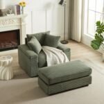 Sleeper Sofa,Comfy Thicked Upholstered Padded Chaise Longue with Ottoman, Reclining Chair